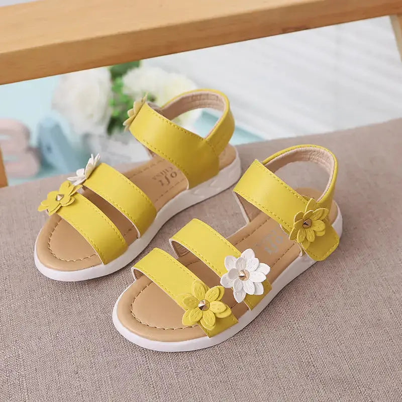 Flower Princess Roman Sandals with Delicate Floral Accents - LauBelle Brand