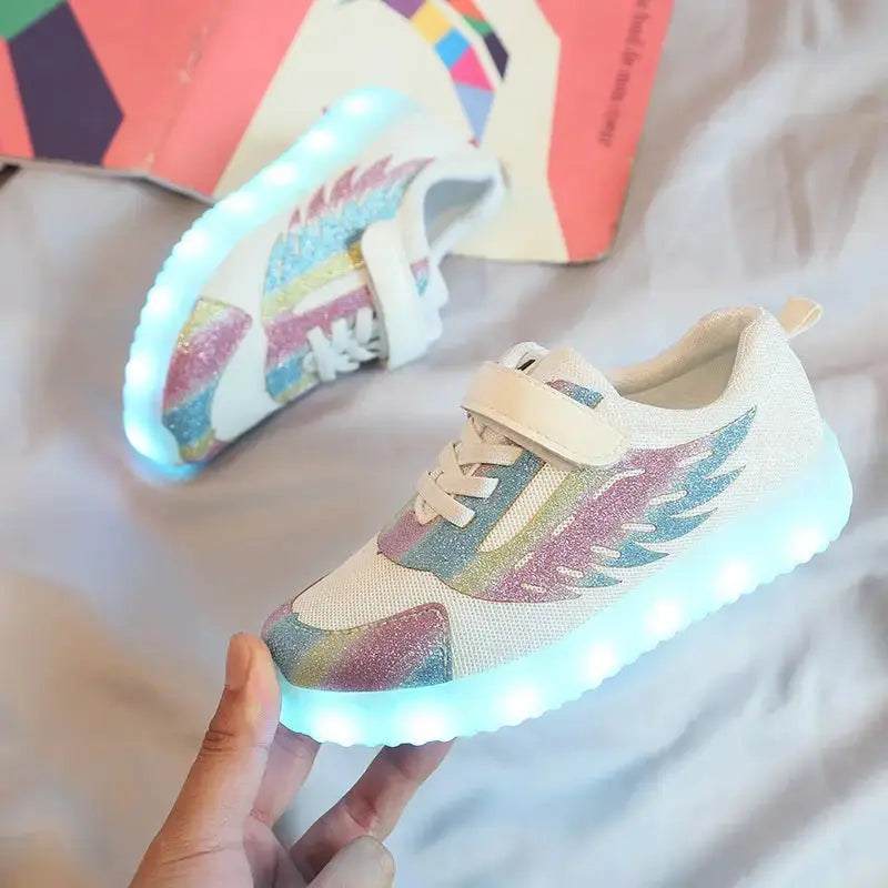 GlowWing USB Light-Up Mesh Shoes for Kids - LauBelle