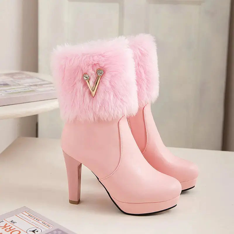 Chic Frost Womens Chunky Heel Winter Booties for Comfort and Stability - LauBelle
