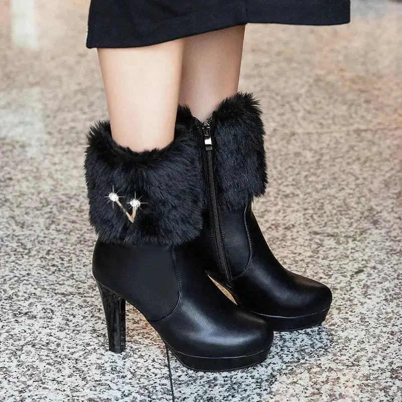 Chic Frost Womens Chunky Heel Winter Booties for Comfort and Stability - LauBelle
