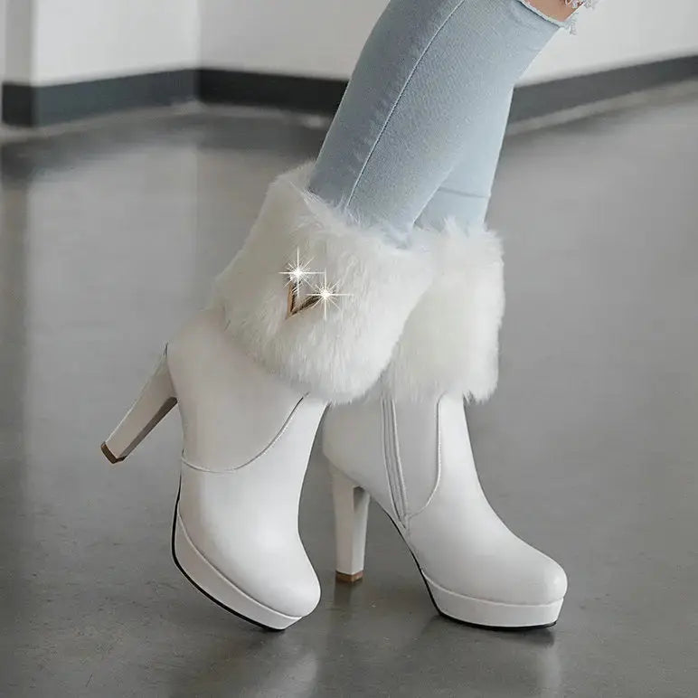 Chic Frost Womens Chunky Heel Winter Booties for Comfort and Stability - LauBelle