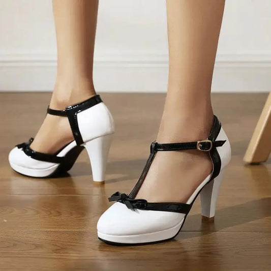 Shiny Bow Patent Leather Heels - LauBelle