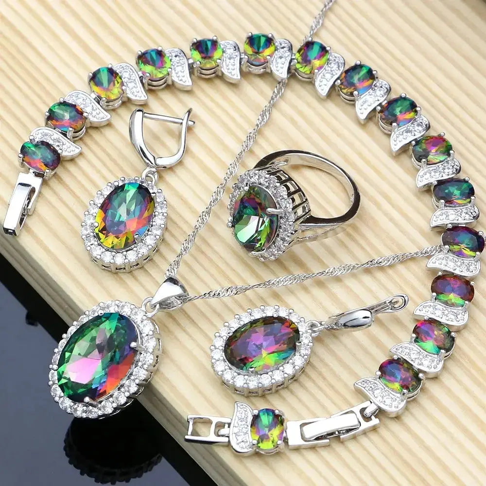 Enchanted Spectrum 925 Zirconia Silver Jewelry Set - LauBelle Brand