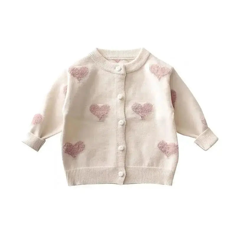 Cozy Hearts Knit Cardigan for Girls - LauBelle Brand