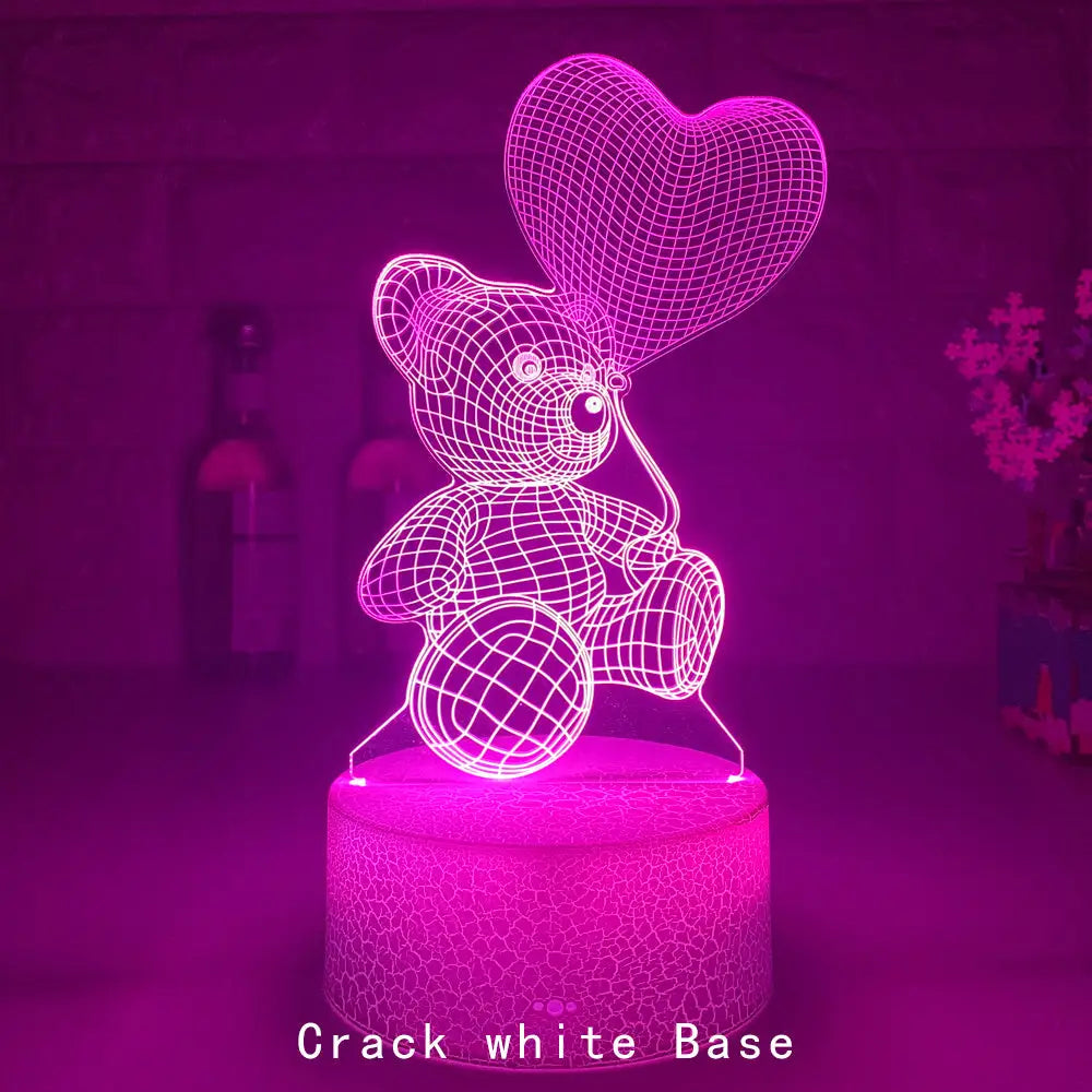 3D Teddy Bear Optical Acrylic Night Light - LauBelle Brand