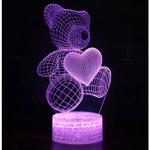 3D Teddy Bear Optical Acrylic Night Light - LauBelle