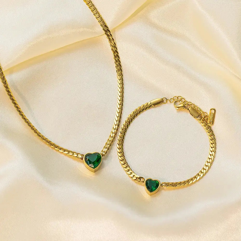 Love Sparkle Necklace with Heart Shaped Crystals - LauBelle