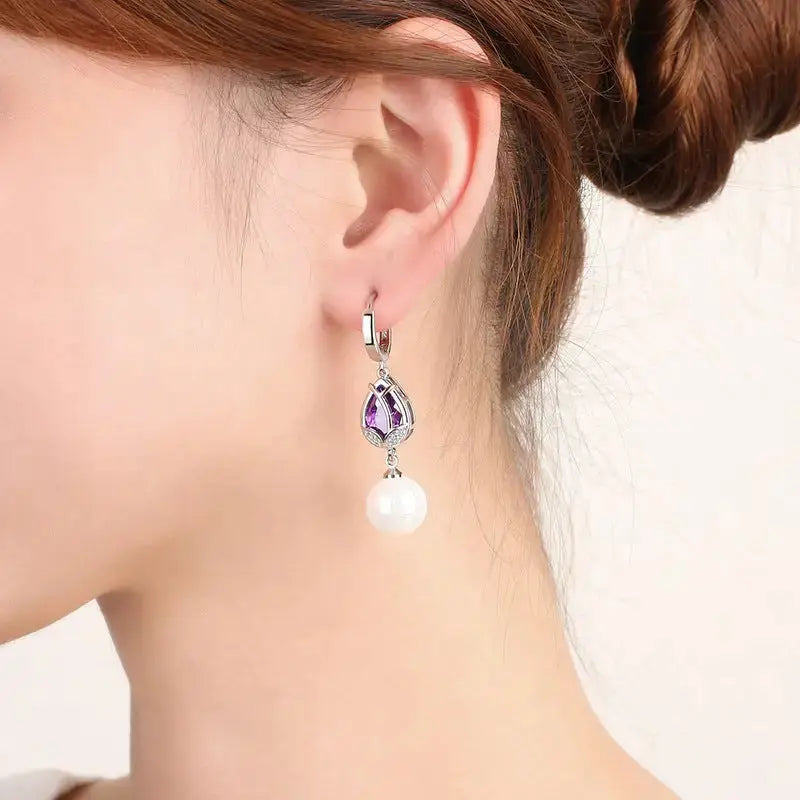 Tulip Pearl Drop Earrings with Delicate Floral Design - LauBelle
