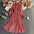 Polka Dot Chiffon Pleated Long Dress with Waist and Shirt Collar - LauBelle Brand