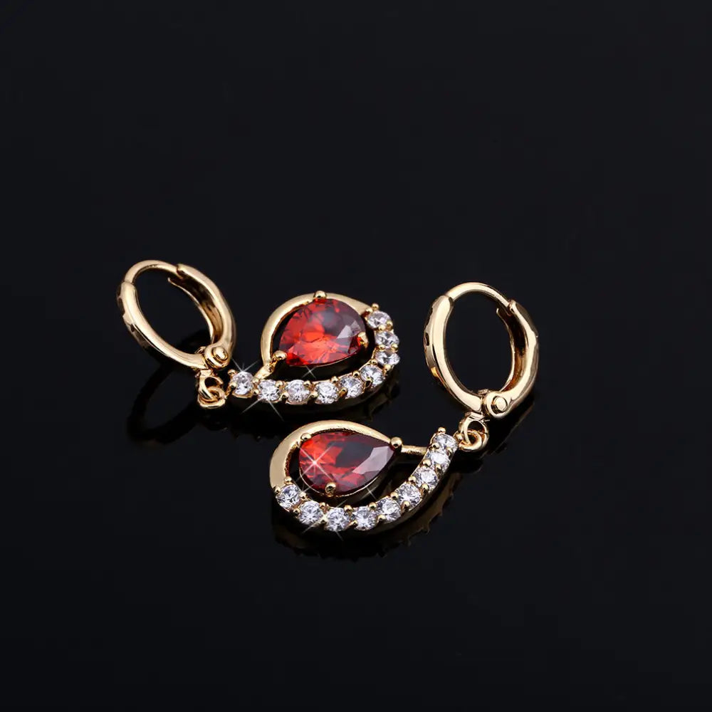 GlamDrop Zircon Copper Earrings with Handcrafted Detailing - LauBelle