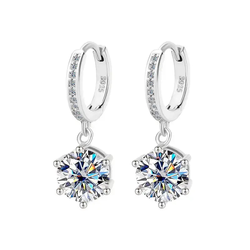 Moissanite Classic S925 Six Claw Eardrops - LauBelle