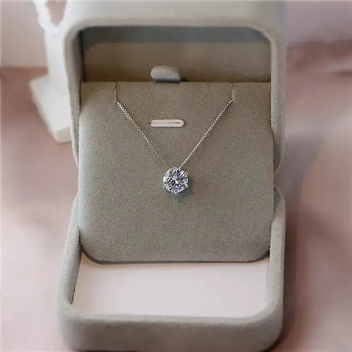 Zircon Six Claw Necklace with Elegant Setting - LauBelle