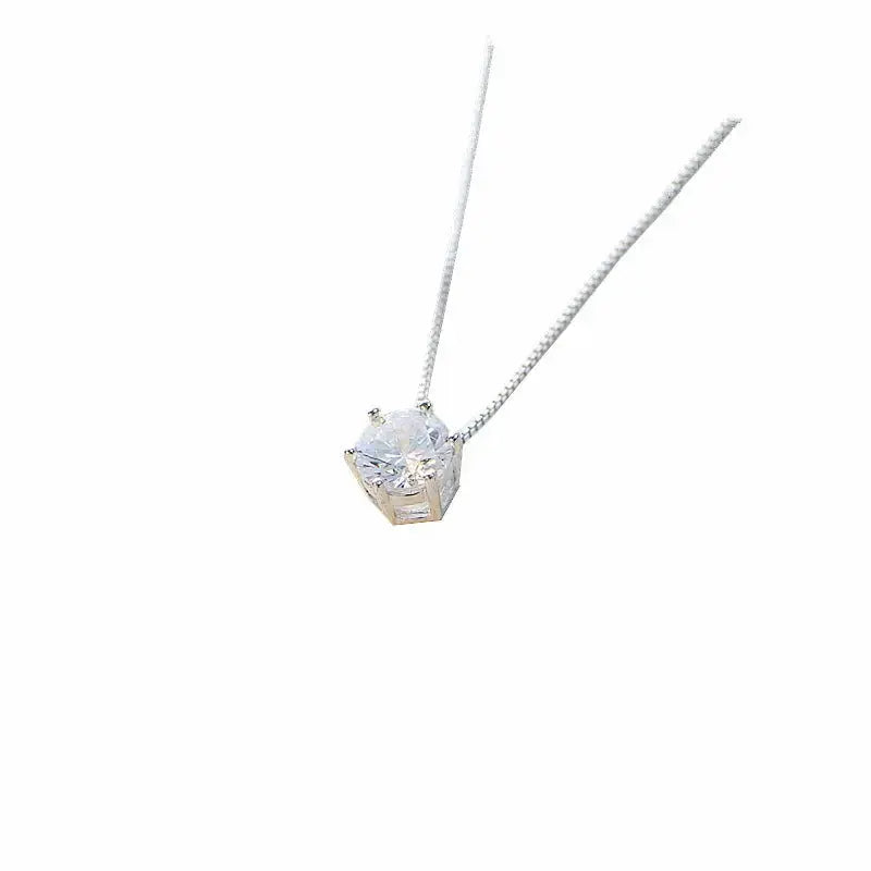 Zircon Six Claw Necklace with Elegant Setting - LauBelle