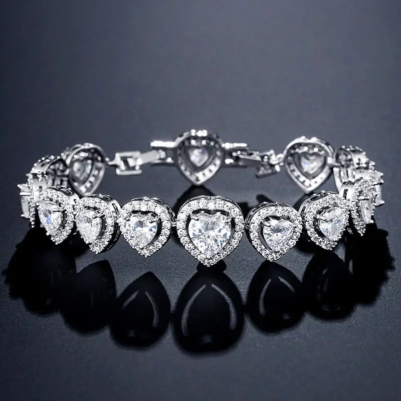HeartZircon Korean Style Bracelet with Delicate Heart Charm - LauBelle Brand