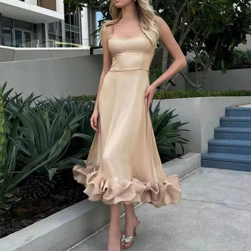 Fashion Suspenders Large Flower A-Line Swing Dress - LauBelle Brand