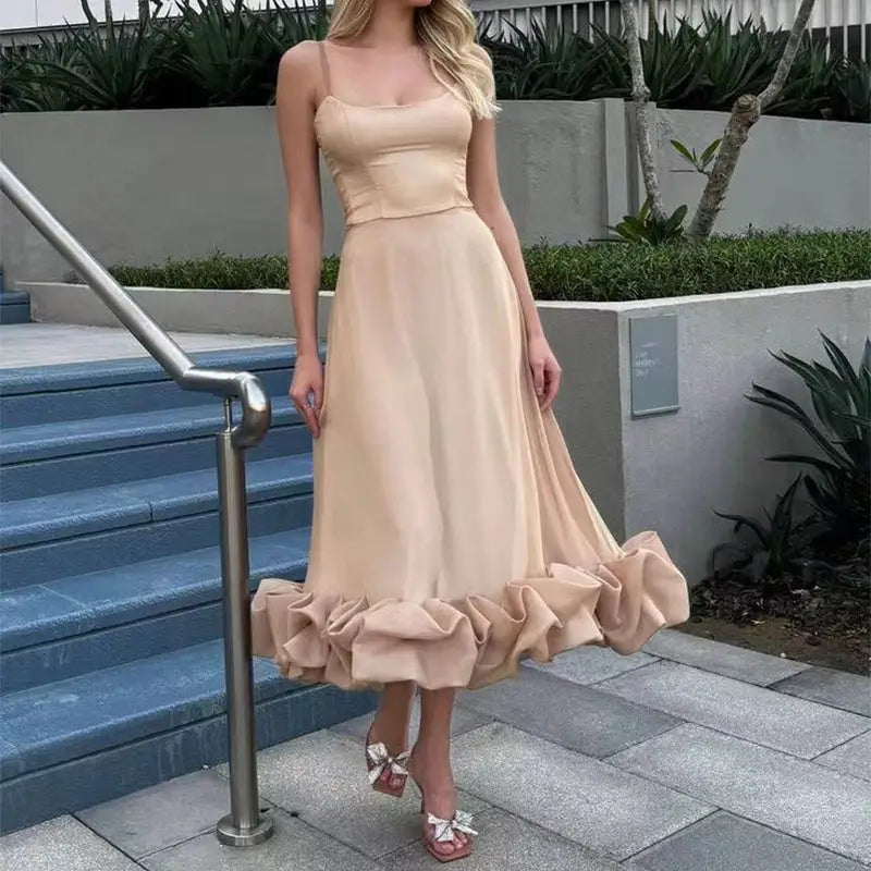 Fashion Suspenders Large Flower A-Line Swing Dress - LauBelle