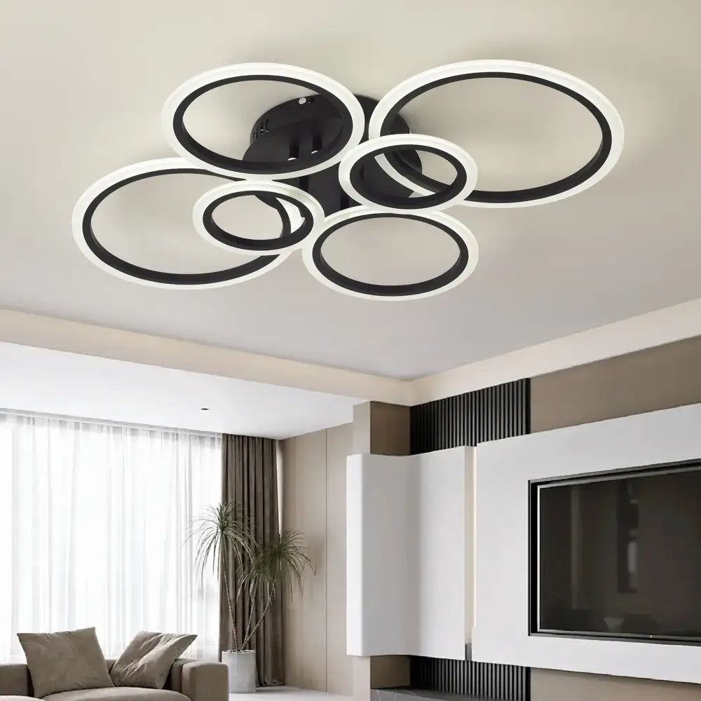 Nordic Six Circles Tricolor Bedroom Ceiling Light 76CM Wall Control - LauBelle Brand