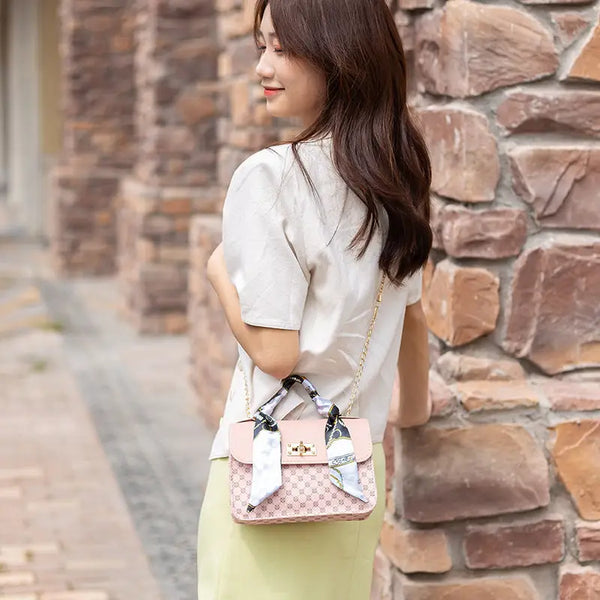 One Shoulder Printed Silk Scarf Diagonal Bag - LauBelle