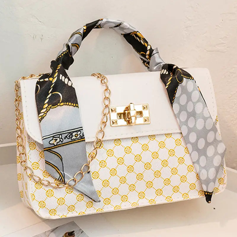 One Shoulder Printed Silk Scarf Diagonal Bag - LauBelle