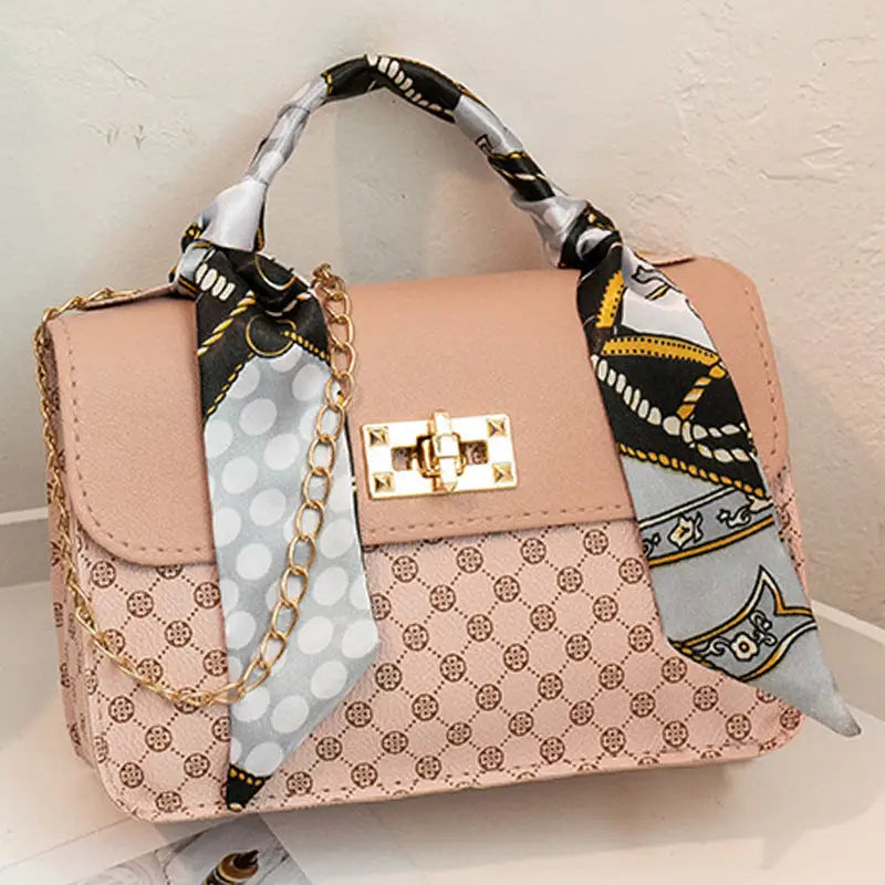 One Shoulder Printed Silk Scarf Diagonal Bag - LauBelle