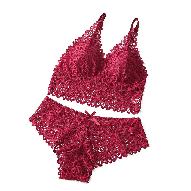 Lace Duo Floral Bralette and Panty Set - LauBelle