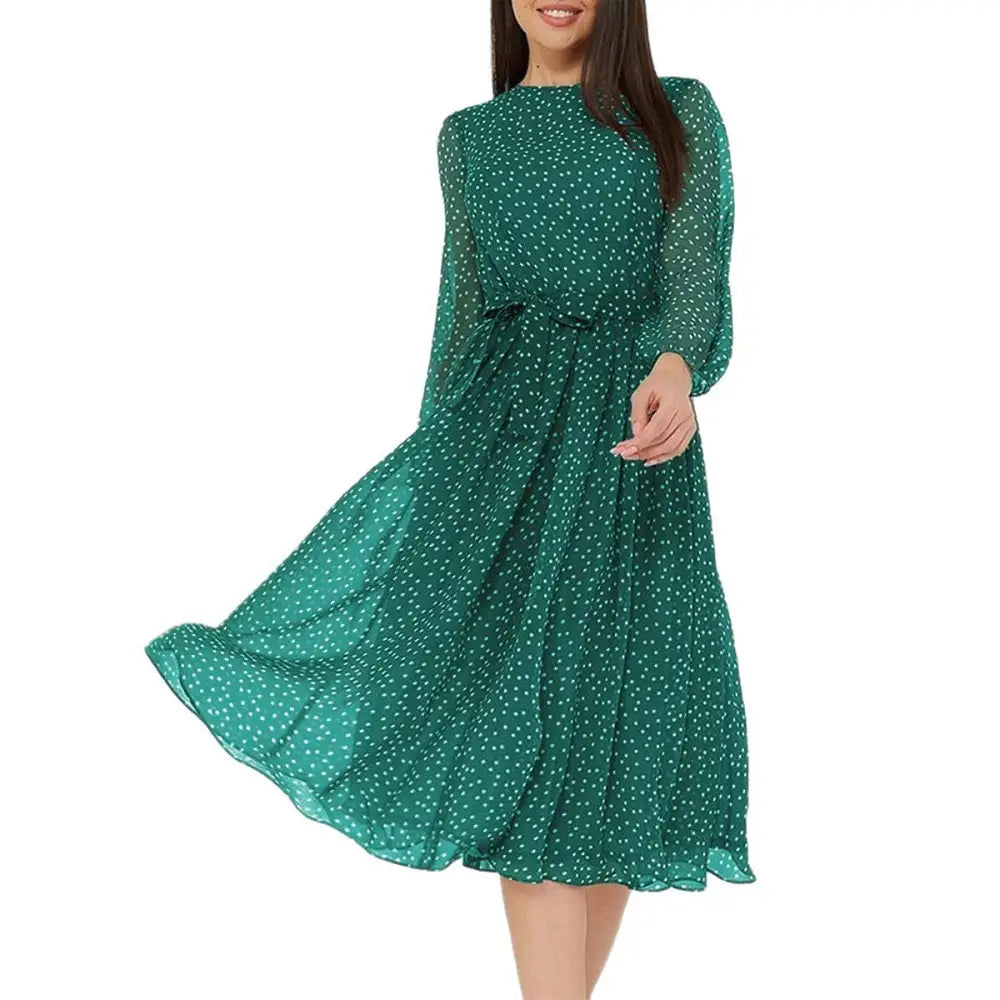 Polka Dot Maxi Dress with Vintage Charm and Breathable Fabric - LauBelle Brand
