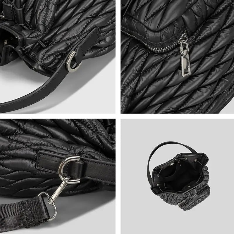 Rhombus Cotton Bucket Bag for Everyday - LauBelle