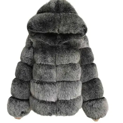 ChicBlend Womens Patchwork Fur Grass Hoodie - LauBelle Brand