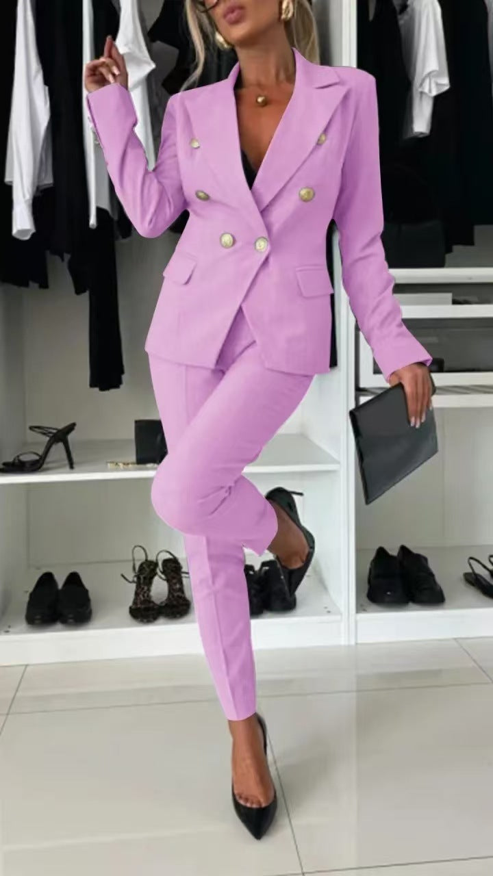 ChicMatch Women's Office Suit: Lapel Jacket & Trousers - LauBelle