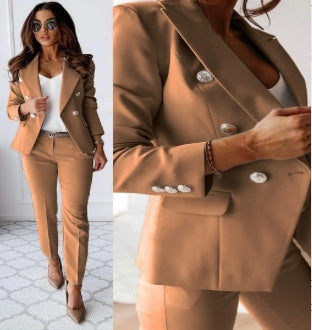 ChicMatch Women's Office Suit: Lapel Jacket & Trousers - LauBelle