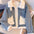 ChillChic Petite Winter Shorts with Denim and White Faux Fur Trim - LauBelle Brand