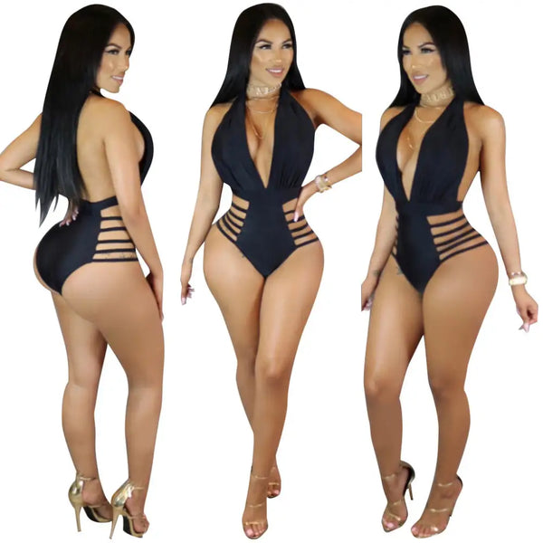 Cutout Halter Swimsuit with Adjustable Straps - LauBelle