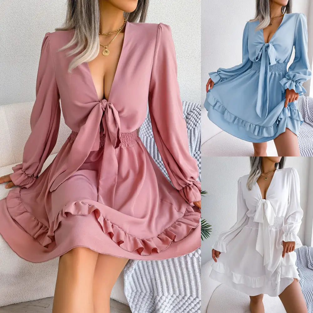 Euro-American Lace Swing Dress with Elegant Flare - LauBelle