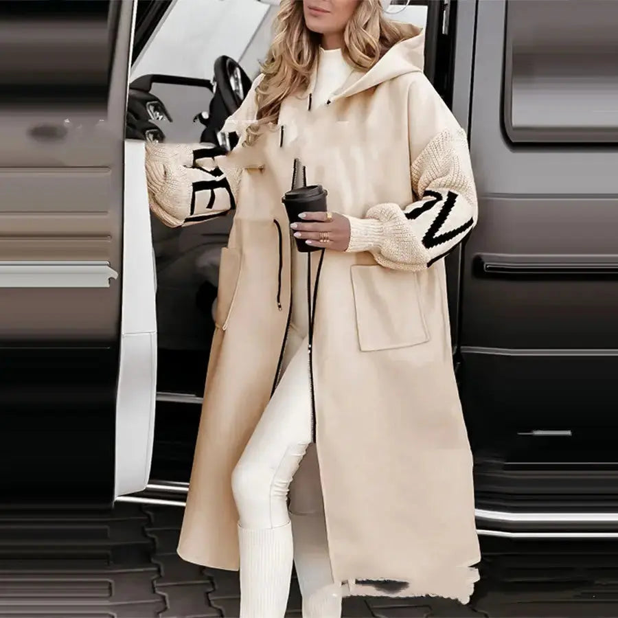 EuroAmeri Chic Splice Womens Hooded Coat with Modern Design - LauBelle Brand