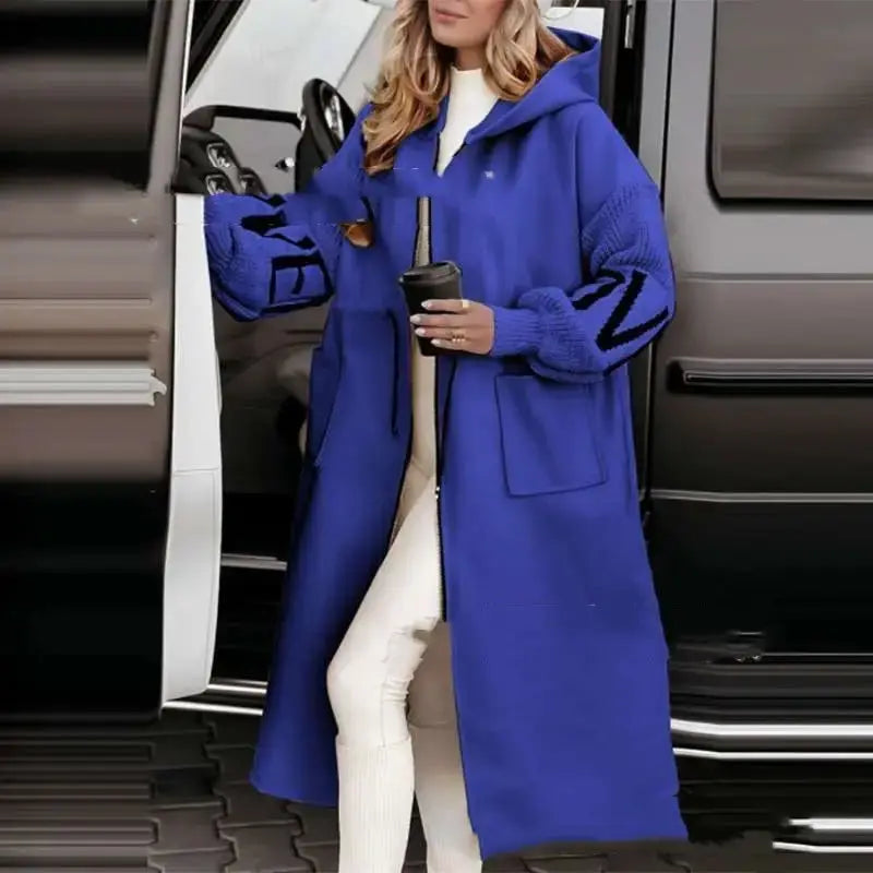 EuroAmeri Chic Splice Womens Hooded Coat with Modern Design - LauBelle Brand