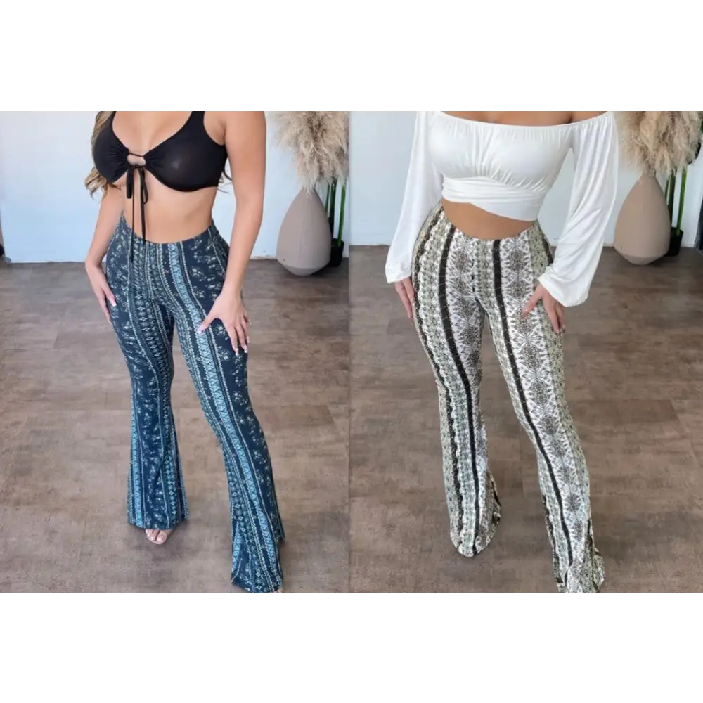 FlexFit Print Trousers with Flexible and Breathable Fabric - LauBelle