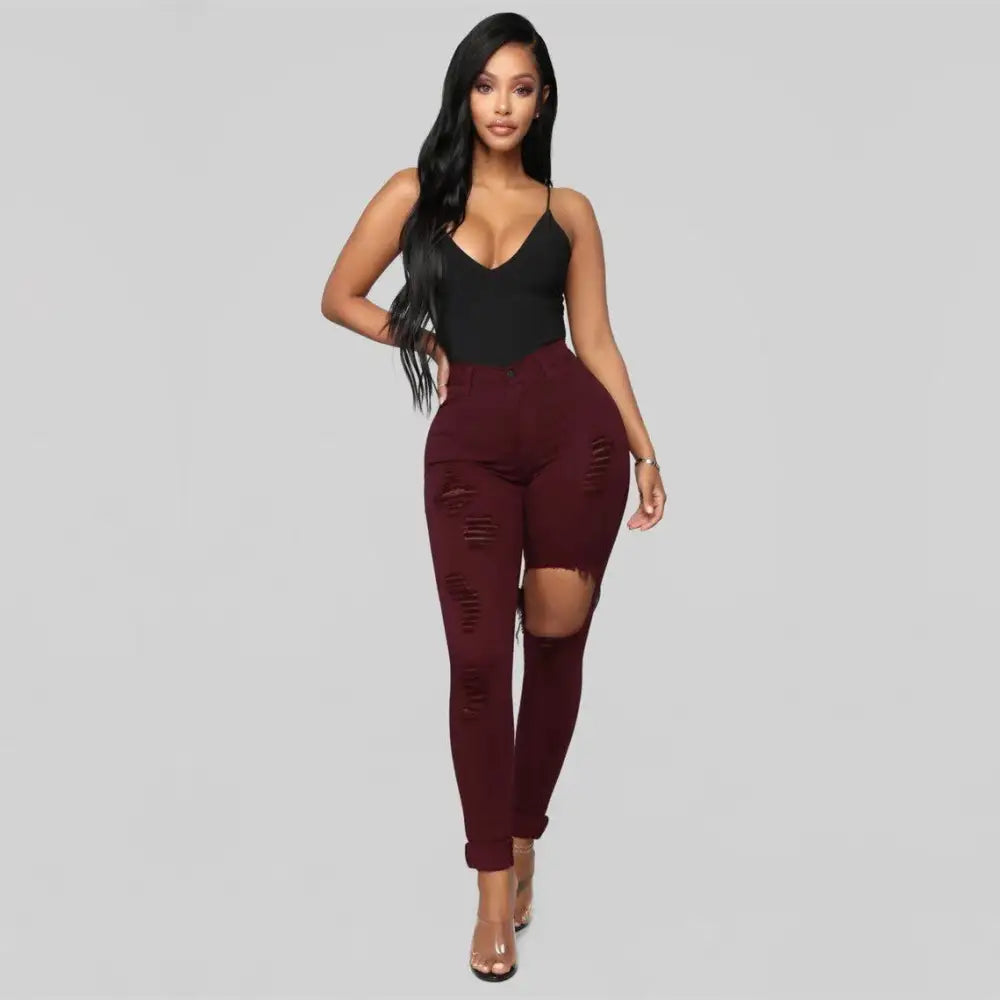 KneeRip Jeannie Trendy Ripped Knee Jeans - LauBelle Brand