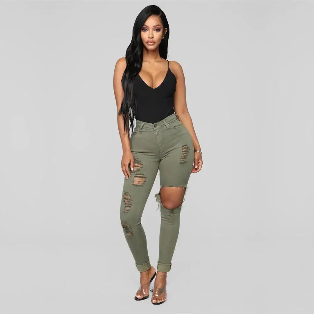 KneeRip Jeannie Trendy Ripped Knee Jeans - LauBelle Brand