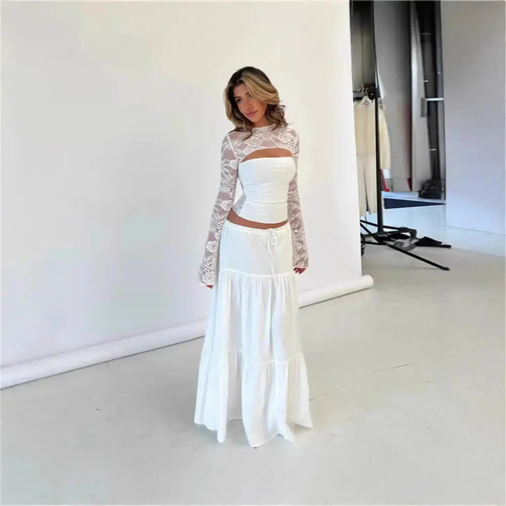 Lace Bell Sleeve Hollow Top for Women - LauBelle Brand