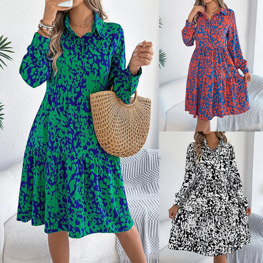 Leopard Luxe Dress with Contrasting Color and Bold Print - LauBelle Brand