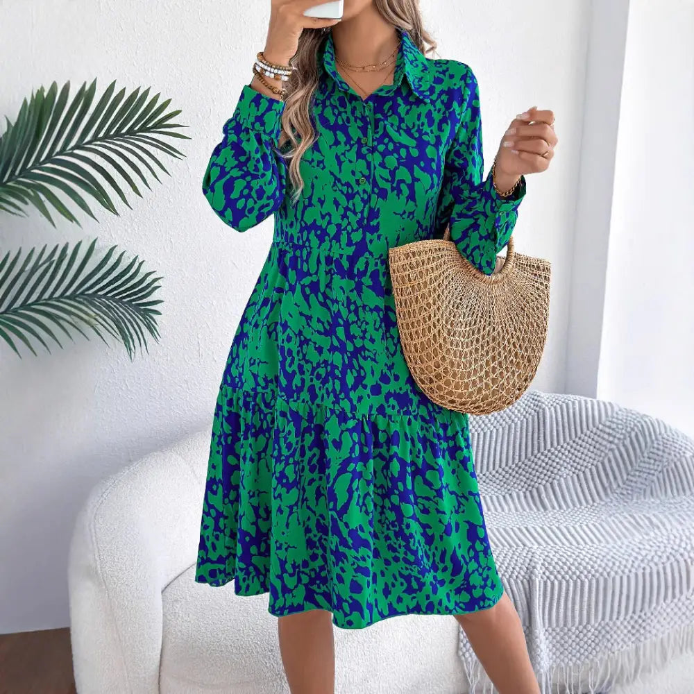 Leopard Luxe Dress with Contrasting Color and Bold Print - LauBelle Brand