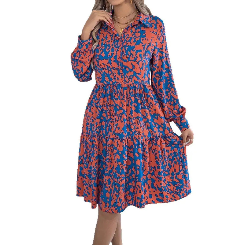 Leopard Luxe Dress with Contrasting Color and Bold Print - LauBelle Brand
