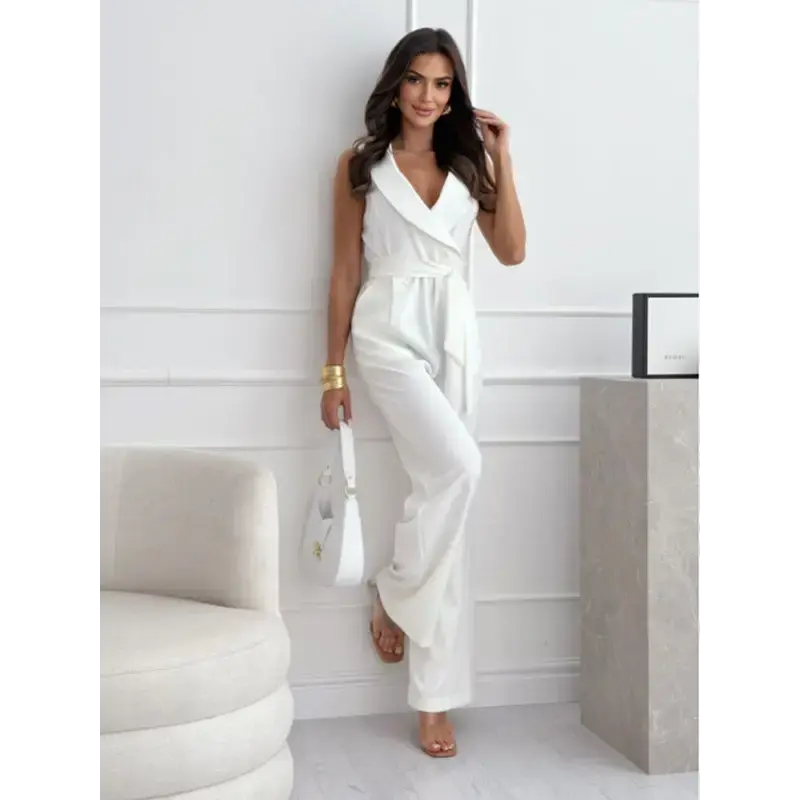 Sleeveless V-Neck Wrap Jumpsuit for Women - LauBelle