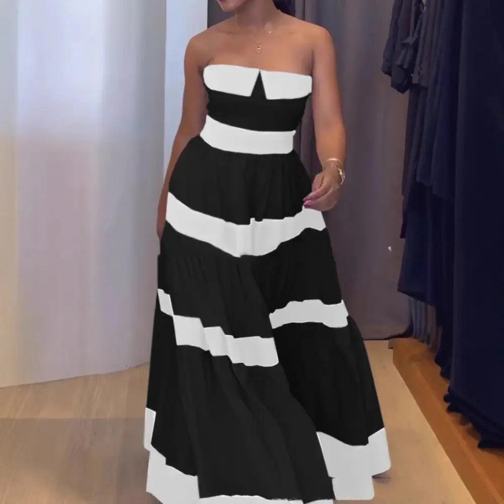 Stripe Bardot Off Shoulder Dress - LauBelle