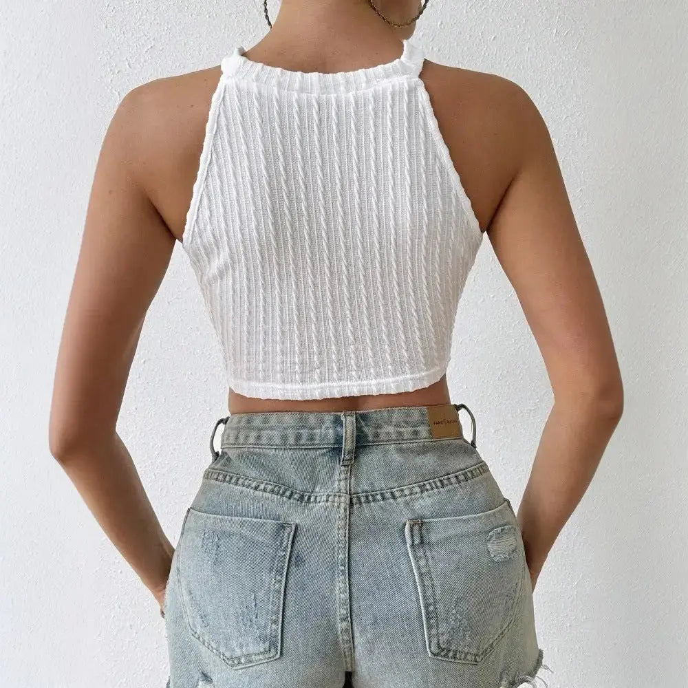 Tassel Chic Crop Top with Delicate Hem and Sleeve Detailing - LauBelle