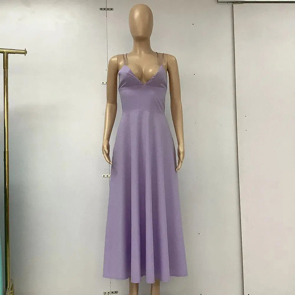 Vixen V-Neck Sleeveless Suspender Midi Dress - LauBelle