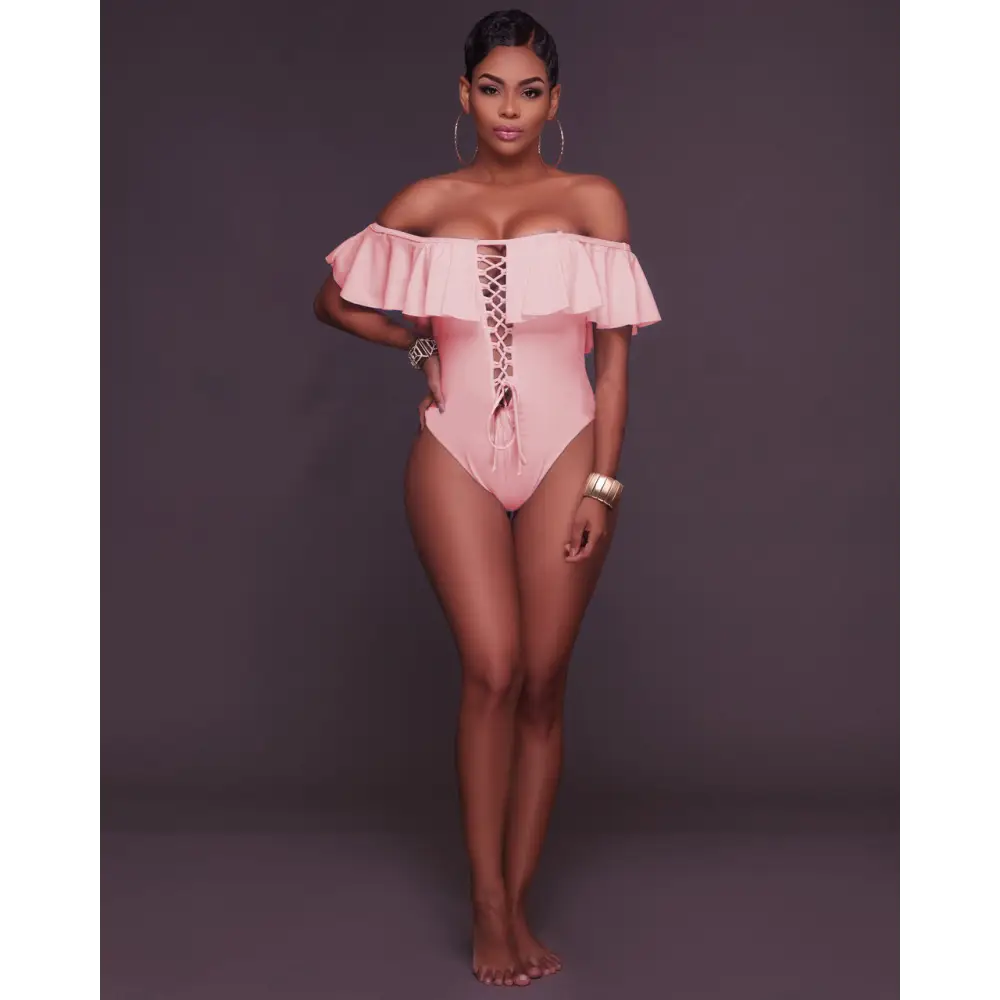 WaveFlair Ruffle Sling Monokini Elegant Silhouette Swimsuit - LauBelle