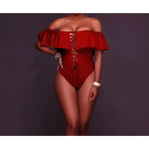 WaveFlair Ruffle Sling Monokini Elegant Silhouette Swimsuit - LauBelle