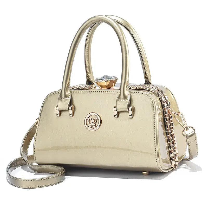 Red PU Leather Multi-Pocket Square Suitcase - LauBelle