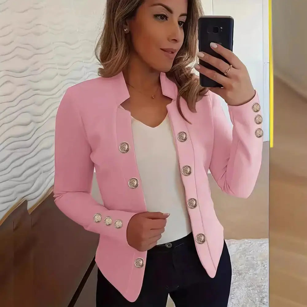 Black Blazer with Decorative CuffMates Suit Buttons for Women - LauBelle Brand